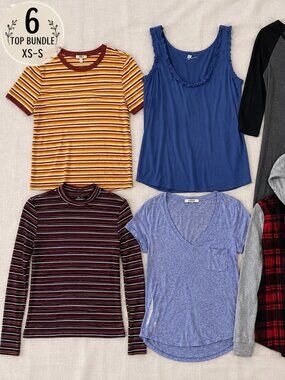 Women's Top Bundle (6 Pieces) | XS–S | Gap, Garage, Ardene, George & More